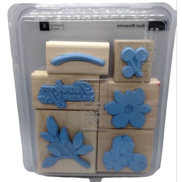 Stampin Up Best Blossoms 6 Piece Rubber Stamp Kit 2006 Thank You Floral Leaves - Picture 3 of 4